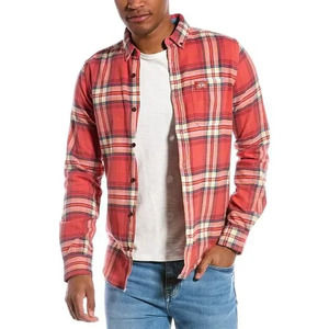 Superdry Workwear Button Down Shirt Red Men's Size M Custom Built Long Sleeve